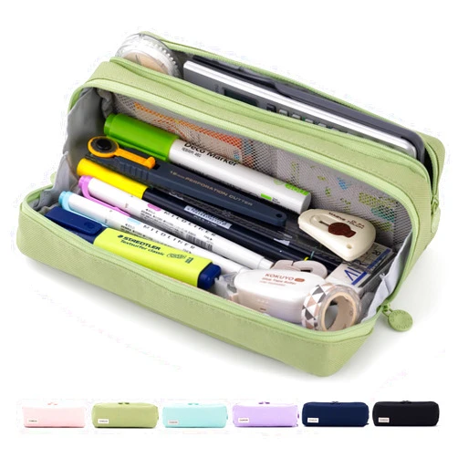 CICIMELON Large Capacity Pencil Case Pouch with Zipper Spacious Opening Pen Bag School Office Storage for Students Girls Boys Adults, Green
