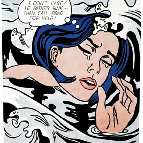 Picture Peddler Drowning Girl by Roy Lichtenstein Comic Woman Funny Humor Poster (Choose Size of Print)