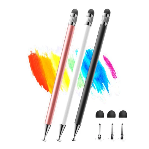Kenkor Stylus(3pcs), 2-in-1 Stylus Pen for Touch Screen, High Precision & Sensitivity Universal Tablet Pen for iPad Pencil, Compatible with iPad/iPhone/Android/Samsung, All Touch Screens (Black White Pink)