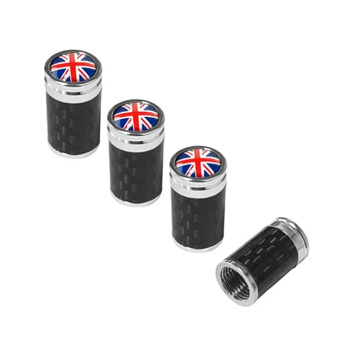 Sylvil 4 PCS Car Tire Valve Stem Caps, Leakproof Auto Rim Wheel Valve Stem Cap with O Rubber Seal, Dustproof Stem Covers for Car SUV Bike Truck Motorcycle, Car Accessories (Silver, UK Flag)