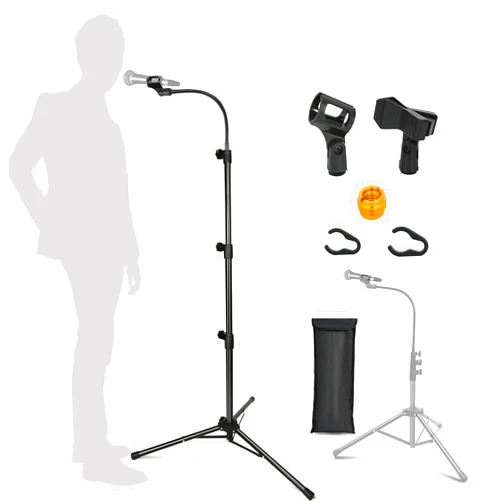 Raking Mic Stand, Boom Microphone Stands Tripod Gooseneck Microphone Stand Height Adjustable from 24