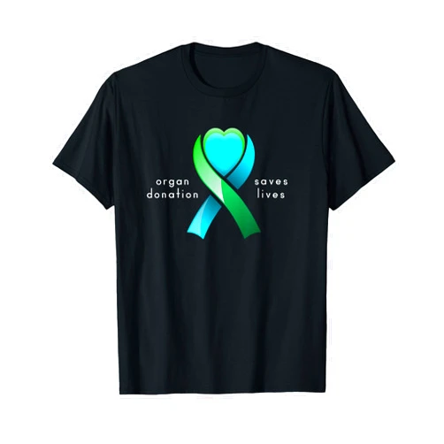 KNS Transplant Gear Organ Donation Saves Lives and Donor Awareness Heart Ribbon T-Shirt