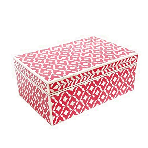 FAIR DEAL HANDICRAFTS Handmade Pink Bone Inlay Box