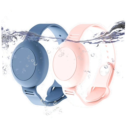 HSelar AirTag Bracelet for Kids, Adjustable Silicone GPS Tracker for Kids Hidden, Airtag Holder for Kids Waterproof, Durable Wristband Compatible with Apple Airtag in Various Vibrant Colors[Pink&Blue]
