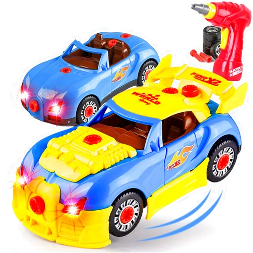 Liberty Imports Take Apart Racing Car Toys - Build Your Own Assembly Vehicle with 30 Piece Constructions Set and Working Electric Drill - Engine Sounds & Lights
