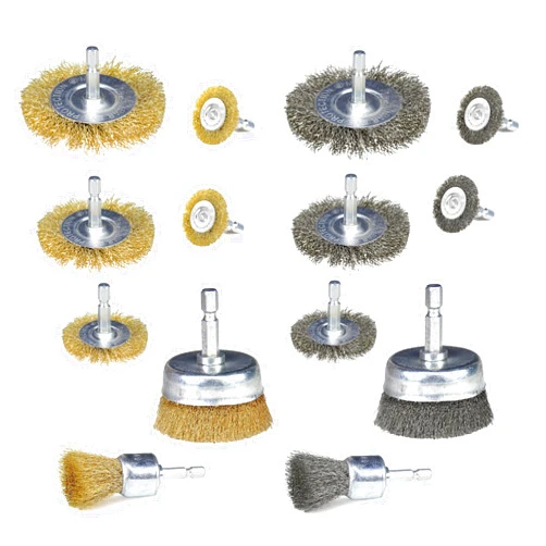 JKINGS INDUSTRIAL LINE JKINGS Wire Wheel Brush Set for Drill with 1/4 Inch Shank, Aggressive & Indestructible for Cleaning Rust/Corrosion/Paint, Deburring (Pack of 14, Coated Brass & Carbon Steel)