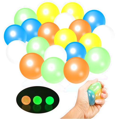 Skylety 20 Pieces Glow in The Dark Stress Balls Ceiling Balls Luminous Ceiling Sticky Wall Balls Relief Fun Decompression Toy for Teens, Adults, Anxiety, ADHD, Autism(Fresh Colors)