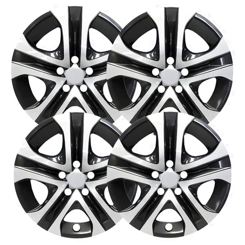 OxGord 17 inch Hubcap Wheel Skins for 2013-2018 Toyota Rav4 (Set of 4) Impostor Wheel Covers for 17 inch Silver & Black ABS Wheels- Auto Tire Replacement Exterior Cap Cover