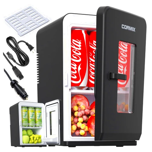 Cormix Mini Fridge for Bedroom, 15 Litre/21 Cans Portable Mini Refrigerator with AC/DC Power for Office, Dorm and Car, Thermoelectric Cooler & Warmer Skincare Fridge for Drinks, Food, Cosmetics