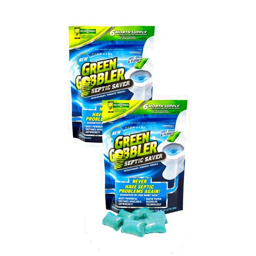 Green Gobbler Septic Saver | Septic Tank Treatment Packets | 2 Pack | 1 Year Septic Tank Supply