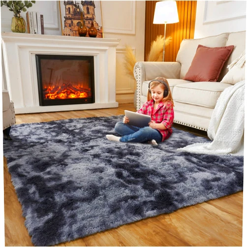EasyJoy Super Soft Rugs for Living Room, Area Rugs for Bedroom 6x9 Tie Dyed Black and Grey Fluffy Room Rug, Large Shag Throw Rug for Nursery Kids Room, Cute Mordern Fuzzy Rug for Playroom