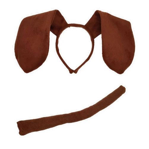Feacole Animal Dog Long Ears Headband and Tail - Puppy Pooch Costume Accessory -Ears and Tail Set - Headband Ears