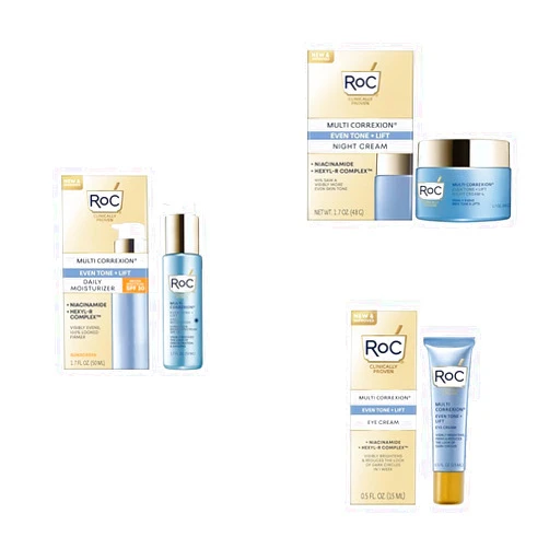 RoC Multi Correxion 5 in 1 Anti-Aging Bundle: Daily Face Moisturizer with Broad Spectrum SPF 30, 1.7 + Facial Night Cream with Hexinol, 1.7 Ounces + Anti-Aging Eye Cream 0.5 (Packaging May Vary)