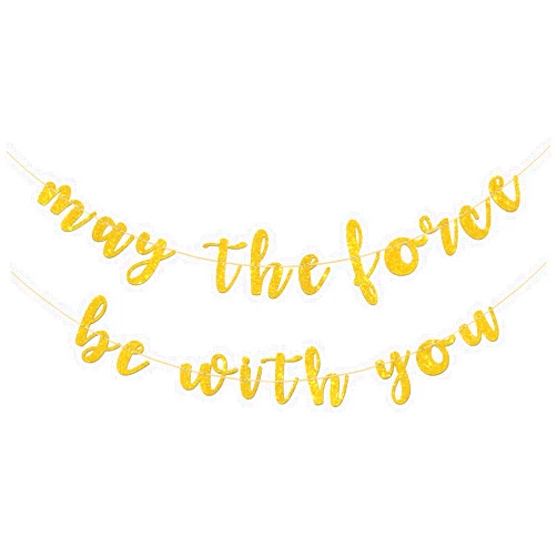 Kaakswa May The Force Be With You Banner, Space Themed 40th Birthday, 40th Wedding Anniversary Party Supplies, Gold Glitter