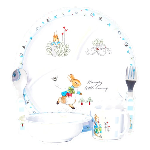 KIDS PREFERRED Beatrix Potter Peter Rabbit 5 Piece Melamine Dinnerware Set