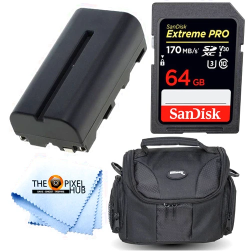 Pixel Hub Blackmagic Design Pocket Cinema Camera 6K Pro (Canon EF) - Essential Accessory Bundle: Sandisk 64GB Extreme Pro SDXC Memory Card, Gadget Bag and Microfiber Cloth