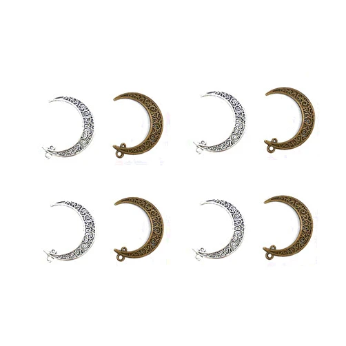 Kinteshun Hollow Moon Luna Crescent Symbol Charm Pendant for DIY Jewelry Making Accessaries(20pcs,Antique Silver&Bronze)