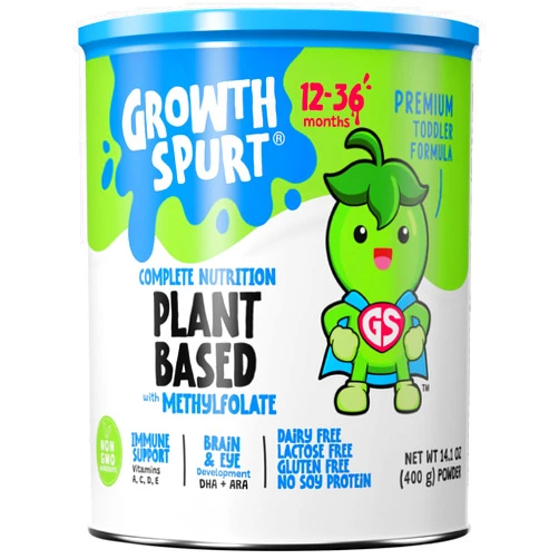 GROWTH SPURT Plant Based Toddler Formula – Growth Spurt Complete Nutrition Powder Formula – Dairy Free, Lactose Free, Gluten Free – No Soy Protein - Prebiotics, Probiotics, DHA & ARA, Methylfolate, Immune Support, Non GMO Infant Baby Transition Weaning