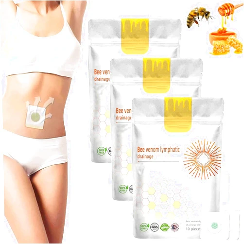 AKEASS 2024 New Bee Venom Patches - Bee Venom Lymphatic Drainage Patches,Bee Venom Drainage Patches for Women & Men(3 Bags/30pcs)