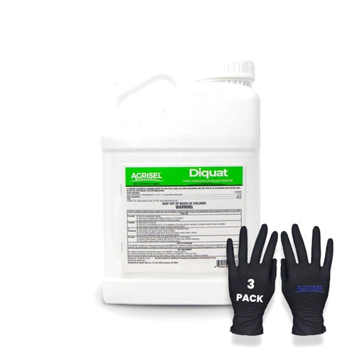 Agrisel Diquat Weed Killer, Fast-Acting Formula for Aquatic and Landscape Weeds, Safe on Ornamentals, Visible Results in 1-2 Days, Pet Safe, Includes 3-Pack of Agrisel Protective Gloves, 128 Ounces