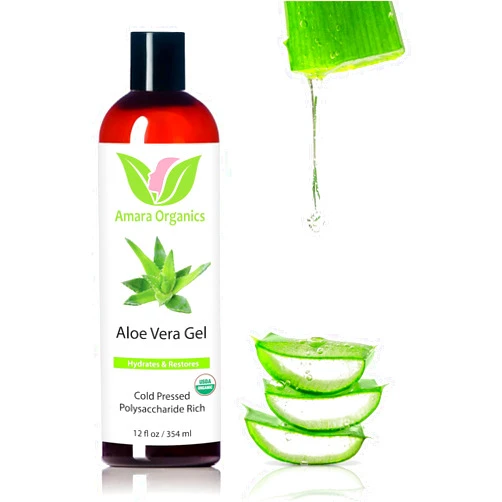 Amara Beauty USDA Organic Aloe Vera Gel - For Face, Body, Hair - 100% Pure, After Sun Care