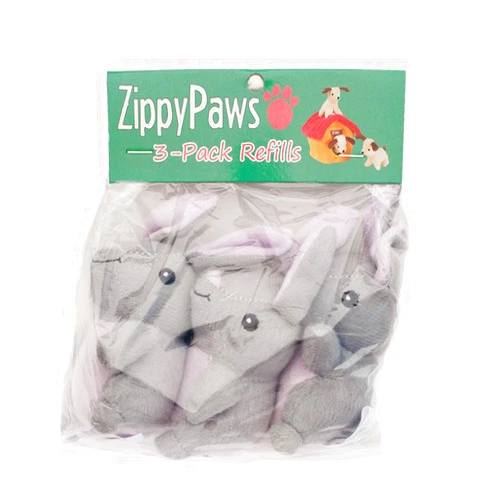 ZippyPaws - Burrows Replacement Miniz Bunnies 3-Pack - Plush Refills for Interactive Dog Toys for Boredom - Hide and Seek Dog Toys and Puppy Toys, Colorful Squeaky Dog Toys for Small and Medium Dogs