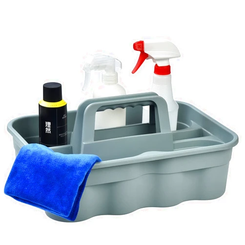 Haundry Deluxe Plastic Cleaning Caddy, Stackable Carry Caddy Tote Organizer for Cleaning Products, Tools, Bottles, Fits Into Cleaning or Housekeeping Cart