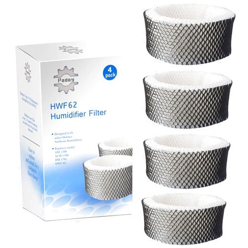 Podoy HWF62 Humidifier Filter Compatible Holmes HM1300 SCM1100 HM1761 HWF-62 Filter Replacement (4 Pack)
