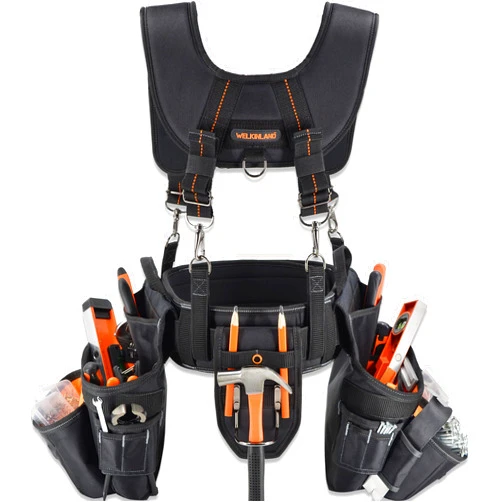 WELKINLAND 39Pockets Tool belts for men with suspenders, 4