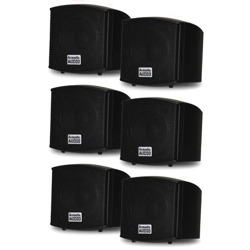 Acoustic Audio by Goldwood Acoustic Audio AA321B Mountable Indoor Speakers 1200 Watts Black 3 Pair Pack AA321B-3Pr
