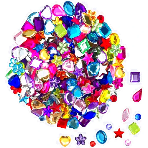 JPSOR 600pcs Gems Jewels for Crafts, Acrylic Flatback Rhinestones for Halloween Pirate Party Decorations, Crafting Embellishments Gemstone (6 Shapes, 6-13mm)