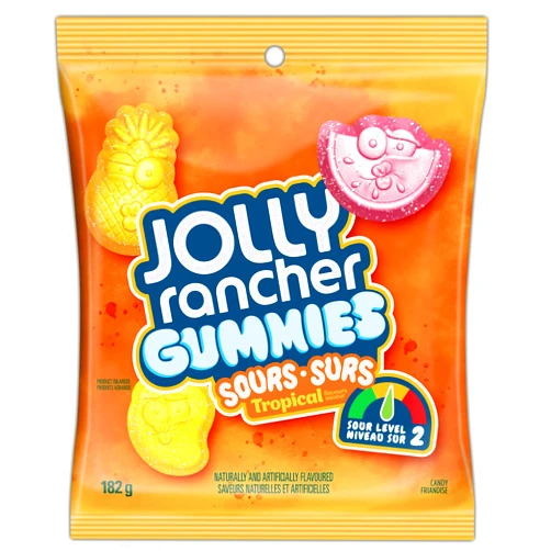Jolly Rancher Gummies Sours, Tropical Flavors, 182g/6.4 oz. (Imported from Canada)