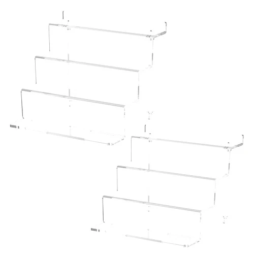 NIUBEE Acrylic Riser Display Shelf, Clear Display Stand for Amiibo Funko POP Figures,4 Tier Cupcakes Stand Perfume Organizer and Storage (9 Inch Small)