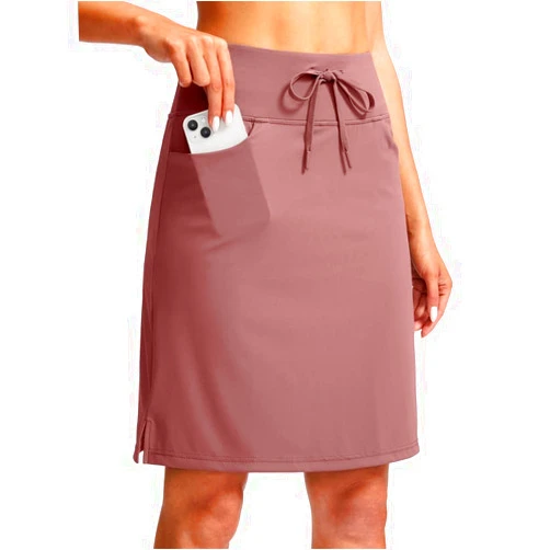 SANTINY Women's 20'' Knee Length Skorts Skirts 6 Pockets High Waisted Drawstring Long Athletic Tennis Golf Skirt Women