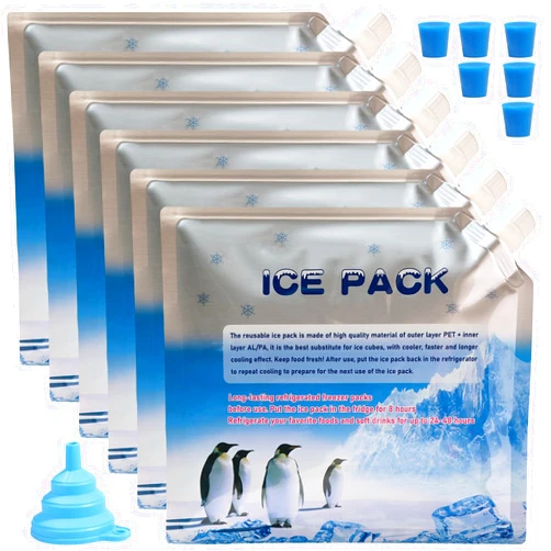 Generic Reusable ice Packs for Coolers, Long Lasting Cooler ice Pack, 24 to 48 Hours of Cold Gel Ice Pack.Lunch Bag CoolerIt can Hold 1400-1600ml of (Blue 6 Piece Set)