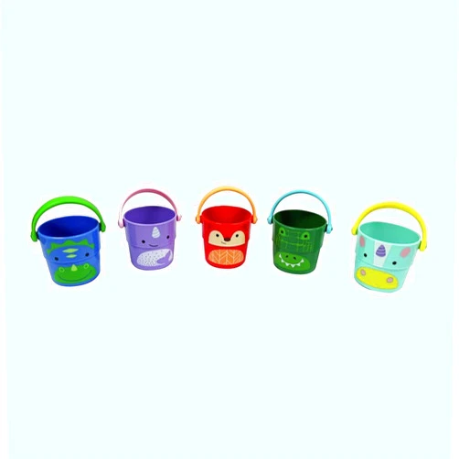 Skip Hop Baby Bath Toy Buckets, Zoo Stack & Pour Buckets, Pastel