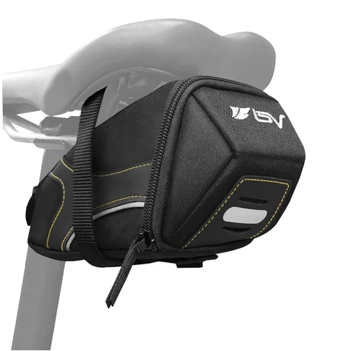 BV Strap-On Bike Bag with Reflective Material - Saddle Bag with Seperate Divider for Small Items for All Your Essentials - Bike Pouch with Taillight Hanger for Maximum Safety