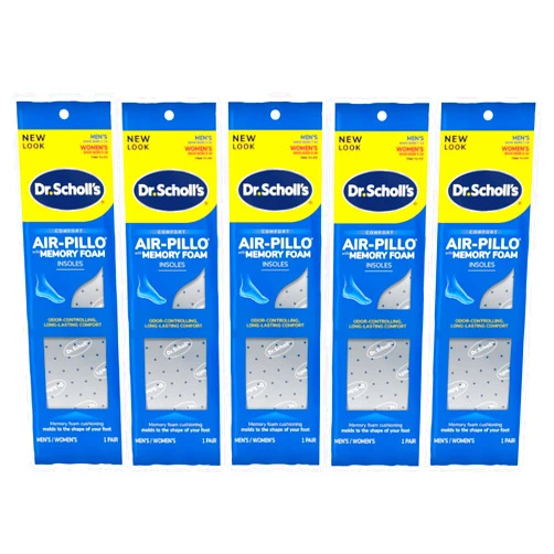 Dr. Scholl's Double Air-Pillo Insoles Men's or Women's -1 Pair, Pack of 5