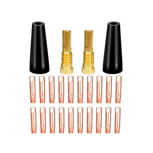 TimelyDu 24PCS Flux Core Gasless Nozzles Welding Gun Accessory Kit,MIG Welding Accessories,Compatible with Lincoln FC90 Forney Titanium. (0.030