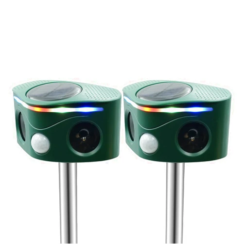 HECO ARMOR 2 PCS Ultrasonic Solar Animal Repellent for Yard, 5 Modes Outdoor Cat Repeller Squirrel Repellent with Motion Sensor, Flashing Light, Animals Deterrent for Bird Deer Skunk Dog for Yard Garden