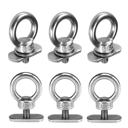 AONTOKY 6 Packs Stainless Steel Kayak Track Mount Tie Down Eyelet Rail for Kayak Canoe Boat Bungee Cord or Ropes