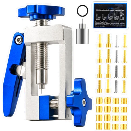 Pawfly 2 in 1 Bike Hydraulic Brake Tool Kit, Bicycle Oil Brake Needle Driver Insertion Tool with Hydraulic Hose Cutter, Hydraulic Hose Fitting Insert Tool, Hydraulic Disc Brake Hose Line Cutter