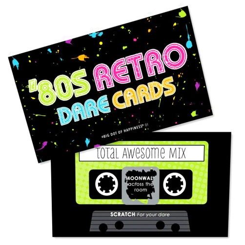 Big Dot of Happiness 80's Retro - Totally 1980s Party Game Scratch Off Dare Cards - 22 Count