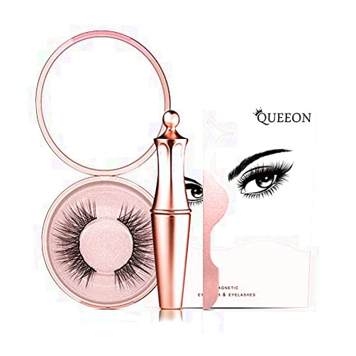 Queeon Magnetic Eyelashes Kit Magnetic Eyeliner 3D and 5D different Lengths&Densities Magnetic Eyelashes Magnetic Lashliner For Use with Magnetic False Lashes Natural Look