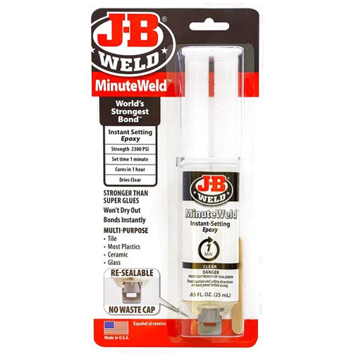 J-B Weld 50101 MinuteWeld Instant-Setting Epoxy Syringe - Clear - 25ml, 0.85 Fl Oz (Pack of 1)