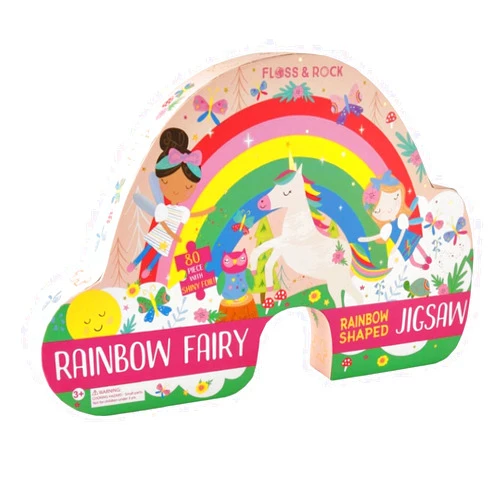 Floss & Rock 40P3602 80-Pieces Rainbow Fairy Shaped Jigsaw Puzzle Toy with Shaped Box