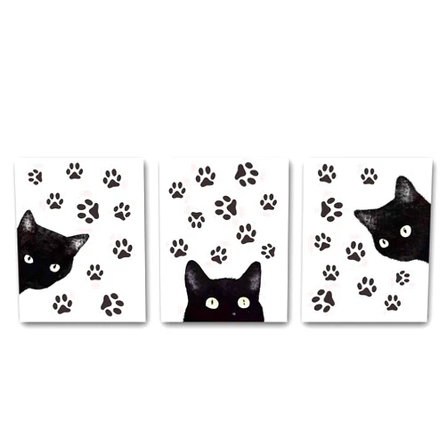 USonline911 QXNRT Set of 3 Animal Cat Wall Art Prints,Fun Poster with Black Cat and Claw, Lovely Cat Wall Art Canvas for Living Room Home Decor.Gift.(Unframed,8”X10”inches).