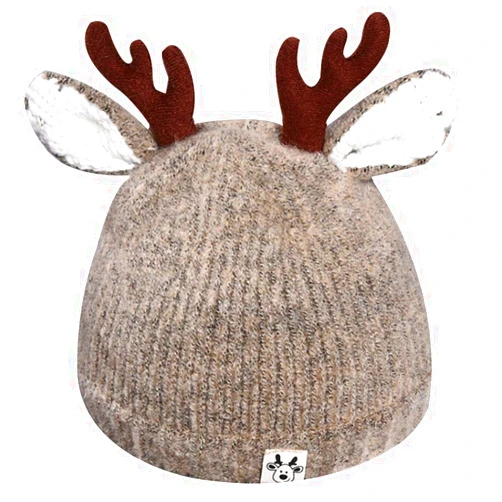 Adela Boutique Infant Toddler Girls Boys Cute Reindeer Antlers Beanie Hat Winter Warm Crochet Knitted Cap