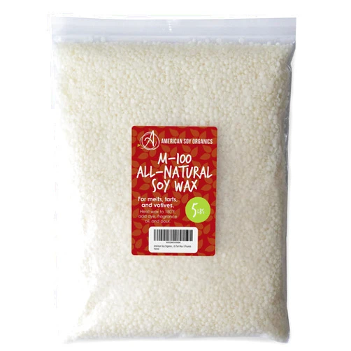 American Soy Organics - M-100 All-Natural Melt & Tart Wax – Natural Soy Wax for Candle Making – All Natural Soy Wax Beads - 5 Pounds 5lb