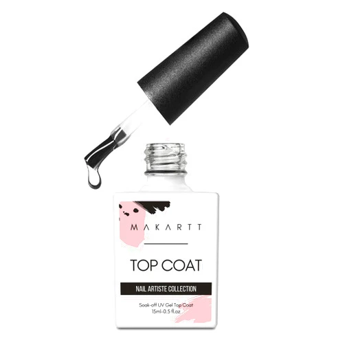 Makartt Gel Top Coat No Wipe Clear Gloss Shine Finish Soak Off Gel Top Coat Long Lasting LED Nail Lamp Gel for Gel Nail Polish Acrylic Nails Dip Powder Salon Quality Nail Art Manicure Gift 15ml